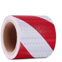 1 Pcs Bande Reflechissante autocollante,Ruban de Signalisation Rouge et Blanc,Bande d'Avertissement,pour Vehicule,Chantier,Garage,Extérieur et Places