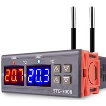 1 pièce Contrôleur de thermostat de température STC-3008 dc 12V,contrôleur de température numérique avec double affichage et double capteur de sonde