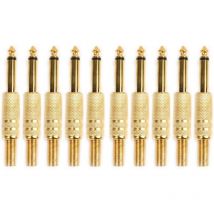 Lntyq - 10 Stück Vergoldeter 6,35 Mm Männlicher 1/4-klinken-mono-stecker, Audio-stecker, Löten