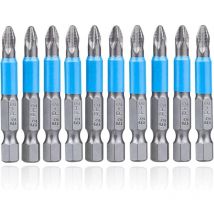 10-teiliges Anti-Rutsch-Schlagschrauber-Bit-Set, 50 mm, magnetisch, PH2, Kreuzschlitz-Schraubendreher-Bit, Sechskantschaft-Bit-Set für elektrische