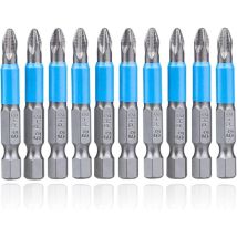 10-teiliges Anti-rutsch-schlagschrauber-bit-set, 50 Mm, Magnetisch, Ph2, Kreuzschlitz-schraubendreher-bit, Sechskantschaft-bit-set Für Elektrische 