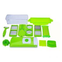 12 pcs Accessoires cuisine et cuisson,vert - coupe-légumes pour cubes, bâtonnets, tranches, lanières et quartiers - coupe-salade mandoline trancheuse