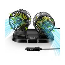Lntyq - 12 v Auto-Doppelkopf, 360 ° drehbar, mit zwei einzeln schaltbaren Lüftern für 12 v Autos, LKWs und SUVs