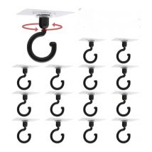 15 Pièces Crochet Adhésif Plafond Crochet Adhésif Rotatif à 360°Crochet Plafond Sans Trou avec Raclette Convient pour Salles de Bains