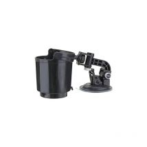 2-in-1-Flaschenhalter mit 360° drehbarer, verstellbarer Basis und Auto-Organizer mit Saugnapf, universeller Getränkehalter und Aufbewahrung für