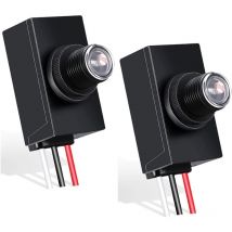 2 pcs Capteur du crépuscule à l'aube pour l'éclairage extérieur, interrupteur photoélectrique 120-277V, capteur de lumière à cellule photoélectrique