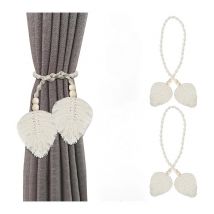 2 Pièces Attache Rideau, Embrasse pour Rideaux en Coton Tissé à La Main, Embrasse Rideau Boheme Intérieur, Pince Rideau Beige, pour Salon Maison