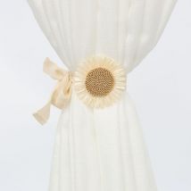 2 Pièces Attache Rideau sans Percage,Beige Embrasse Rideau,Embrasse pour Rideaux,Attache Rideaux,Embrase de Rideaux Forme de Fleur pour Maison Bureau