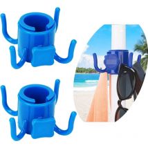 2 pièces - Crochet parasol - Porte-serviettes - Cintre - Porte-serviettes broche - Accessoires de plage, bleu - Lntyq
