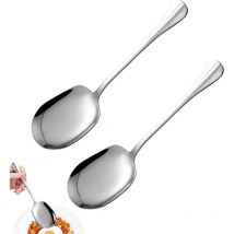 2 Pièces Cuillères de Service en Acier Inoxydable,Grandes Cuillère de Service,Cuillères de Table à Long Manche pour Restaurants Buffet Banquet Hôtel