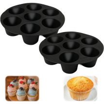 2 Pièces Moule Muffin Air Fryer, Moule à Muffin, Moule Silicone Muffin, Moule Muffins Silicone pour Air Fryer pour 7 Muffins et Gâteaux, pour