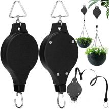 2 Pièces Panier à Fleurs à Poulie pour Plantes, Poulie Suspendue pour Panier à Plantes, Cintre Rétractable pour Poulie, Crochets pour Panier de