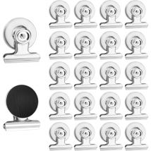 Lntyq - 20 Pièces Agrafes Magnétiques en Métal, Pinces Aimant Frigo, Clips Magnétiques pour Accrocher Divers Objets pour Maison, Bureau, École