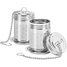 Lntyq - 2er-Pack Tee-Ei, Teesieb aus Edelstahl, Teefilter, Teesieb mit langer Kette und Abtropfschale, geeignet zum Aufbrühen von Tee in Tassen,