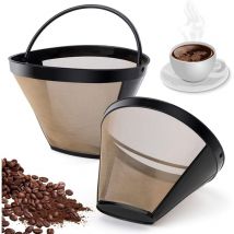 2PCS Filtre Café Permanent Filtre, 100 Mailles Filtre à Café Réutilisable pour Machine à Café Cuisine Bureau Café Boulangerie va au lave-Vaisselle