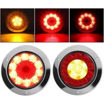 2x 16 led Feux de Remorque Feux Arrière 12 / 24V Indicateur de Freinage Feu de Course Feux d'arrêt de Clignotants étanches pour Camionnette Caravane