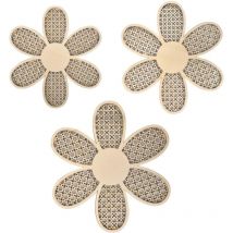Lntyq - 3 Décoration Murale Bohème En Forme De Marguerite,Décoration Murale Daisy,Boho Daisy Décoration Murale en Bois,Décoration Murale Boho Daisy