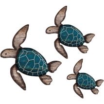 3 décoration Murale en Bois en Forme de Tortue de Mer Décoration Murale à Suspendre sur Le Thème de Plage,de L'Océan,de Tortue Vintage Décoration