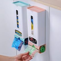 30 cm Plastiktütenspender, an der Wand montierter Müllbeutelspenderhalter, Tütenhalter-Spender für Küche, Zuhause, Badezimmer, Büro (Hellblau + Rosa)