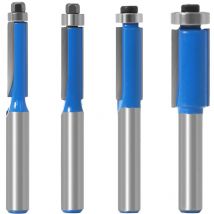 4 Pcs Set Fraise Defonceuse 8mm Tige, Fraise a Copier a Bois, Fraises pour Défonceuses avec Roulement Supérieur, Fraise pour Affleurer, pour