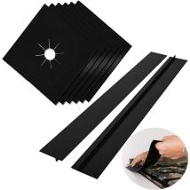 6 Pcs Protections Réutilisables pour Plaques,Plaque de Cuisson à Gaz Universel Protection D'écran de Cuisson à Gaz avec 2 Couvercles Anti-adhésifs