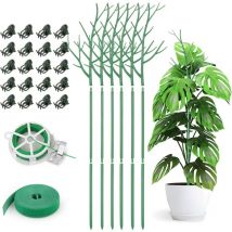 6 Pièces Piquets de Support pour Plantes à Brindilles Détachables, 100CM Bâtonnets de Plantes à Branches Poteaux D'Escalade pour Plantes avec Pinces,
