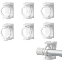 6 Pièces Support Tringle Rideaux sans Percage Crochet Rideau Accroche Rideau sans Percage Barre de Rideau sans Percage Accroche Rideau Convient à