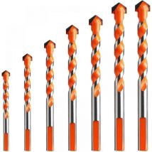 7 Pièces Forets de Maçonnerie en Carbure de Tungstène, Foret Multi-matériaux Triangle Forage Métalliques pour Carrelage Béton Brique Verre Plastique
