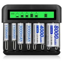 8 Emplacements Rapide led Chargeur de Piles Universel,Chargeur Piles pour aa/aaa/c/d ni-mh ni-cd Piles Rechargeables avec Port usb - Lntyq