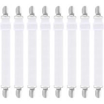8Pcs Tendeurs de Drap Réglables pour Drap de lit Tendeurs élastiques Réglables pour Drap de lit avec Pinces Métalliques Tendeurs pour Draps Matelas