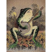 Lntyq - Affiche d'art vintage Banjo Frog, peinture sur toile, affiche créative et impression, image d'art mural pour salon, décoration de la maison