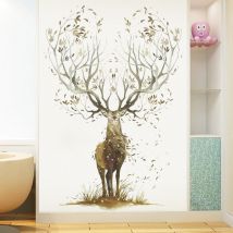 Lntyq - Autocollant mural autocollant en forme de cerf, décoration murale pour salon, chambre à coucher, cuisine, couloir, bureau