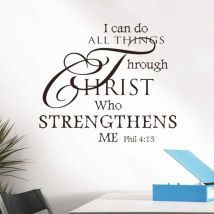 Lntyq - Autocollants de décoration murale inspirants avec citations - Je peux tout faire par le Christ qui me fortifie - Décoration
