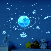 Autocollants Planètes Phosphorescentes Etoiles Phosphorescentes Plafond Solaire Galaxie Fluorescente Lumineuse Stickers Muraux Décoration pour Bébé