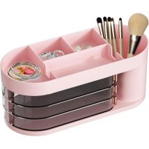 Lntyq Boîte de Rangement de Maquillage, vitrines de cosmétiques, Boîte de Rangement de Bijoux, Vitrines cosmétiques Anti-poussière avec 3 tiroirs,