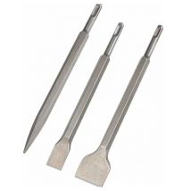 Burins , Set 3 (Burin Large, Burin Plat, Burin Pointu) pour Perceuses Légères et Marteaux à Percussion Travail Standard dans le Béton Carrelage Bloc