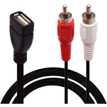 Lntyq - Câble usb vers rca, usb a 2.0 femelle vers 2 prises rca mâles, répartiteur en y audio, vidéo, av (1,5 m)
