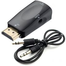 Convertisseur hdmi vers vga - Câble audio - Résolution vidéo - Adaptateur compact avec transmission audio - Jack 3,5 mm - Lntyq