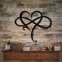 Lntyq Decoration Murale Coeur Infini, Décoration Murale en Métal, Signe d'amour Decoration Murale Metal Sculpture Murale pour la décoration salon, de