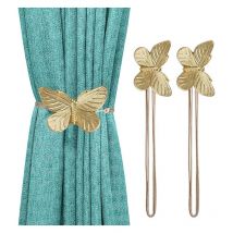 Embrasses à Rideaux, Lot de 2 Boucle de Rideau Aimantées Décoratives en Résine avec Corde Réglable, Attaches de Rideau en Forme de Papillon Rétro