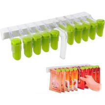 Etagere a Epices Murale, Presentoir a Epice Sans Perçage Support Epices Cuisine Suspendue Pour Paquets d'épices Avec 10 Clips De Fermeture, Pivotant