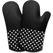 Gants de Four résistants à la Chaleur avec Silicone antidérapant, Gants de Cuisine,Gants de Cuisson pour la Cuisson(Noir) - Lntyq