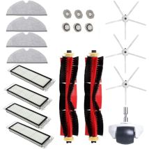 Kit de remplacement pour aspirateur Xiaomi Roborock S5Max/S6 Pure/E5, comprend 2 brosses roulantes, 3 brosses latérales, 4 filtres Hepa, 4 chiffons,