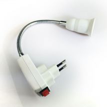 Lampe mit E27-Fassung und Schalter, EU-Steckeradapter mit 20 cm Arm, 360° verstellbar, für E27-LED-Glühbirne, Küchenlampe, Leselampe, Wandlampe (ohne