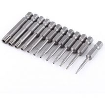 Lot de 12 Embouts de Tournevis à Tête Hexagonale 1/4', Embouts à Tête Hexagonale, Sécurité Torx à Tige Hexagonale, Embouts de Tournevis à Tête étoile
