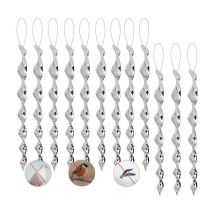Lot de 12 répulsifs réfléchissants pour oiseaux, bâtons réfléchissants en spirale argentée, outil de décoration pour répulsif pour oiseaux, protège