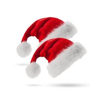 Lot de 2 chapeaux de Père Noël pour adultes Unisexe Classique Confort Extra Chapeau de Noël Épais Accessoire de déguisement pour Noël Nouvel An