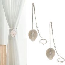 Lot de 2 Embrasses à Rideaux, avec Feuilles de Macramé,Boho De Coton Rideaux Accessoires Décoratifs,Embrasses de Rideau Tressées Porte-Rideau,pour