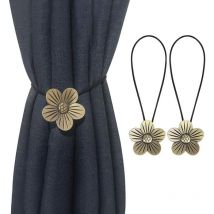 Lot de 2 embrasses de rideaux magnétiques pratiques, forme de fleur exquise, boucle de rideau sans perçage, accessoires de décoration chics pour la