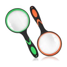 Lntyq - Lot de 2 loupes de lecture 65 mm, loupe portative avec poignée en caoutchouc antidérapante, loupe antidérapante pour enfants et personnes